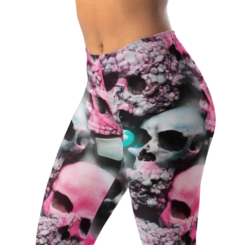 Candy Skull Garden on Leggings — Left Front