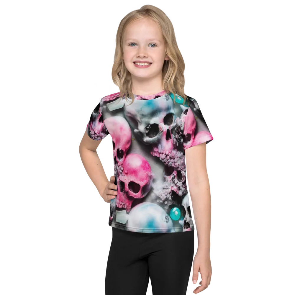 Candy Skull Garden on Kids Crew Neck T-Shirt — Front