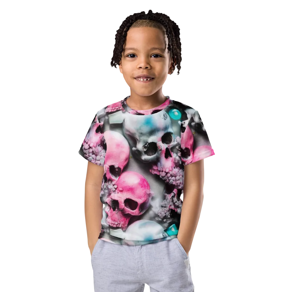 Candy Skull Garden on Kids Crew Neck T-Shirt — Front