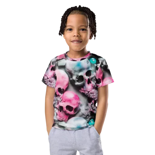 Candy Skull Garden on a Kids Crew Neck T-Shirt
