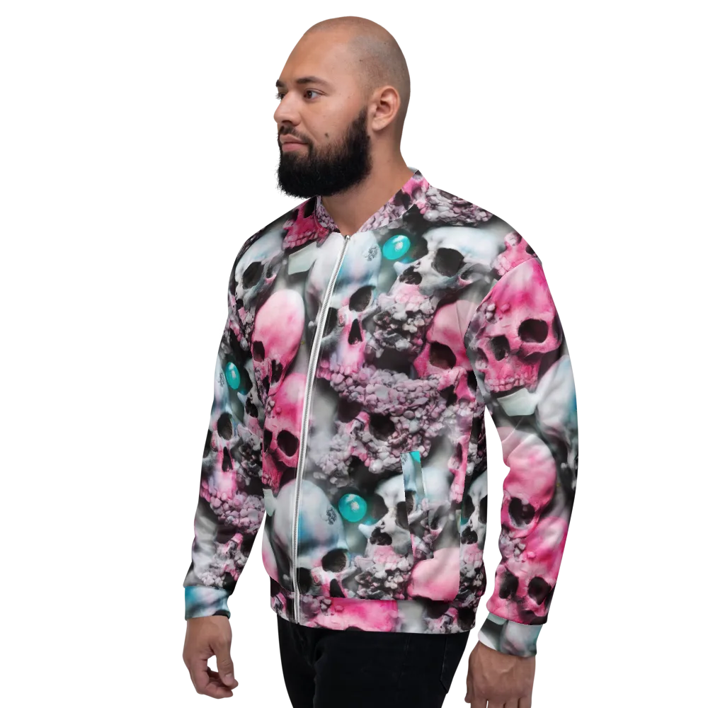 Candy Skull Garden on Bomber Jacket — Left