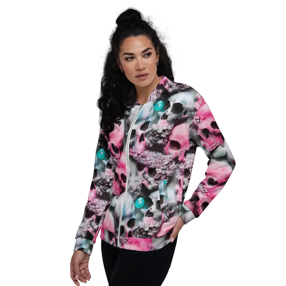 Candy Skull Garden on Bomber Jacket — Left