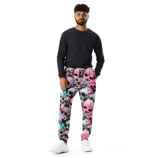 Candy Skull Garden on a Men's Joggers