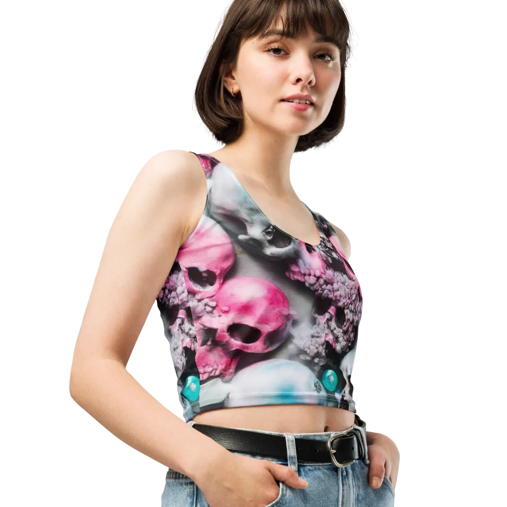 Candy Skull Garden on Crop Top — Right Front