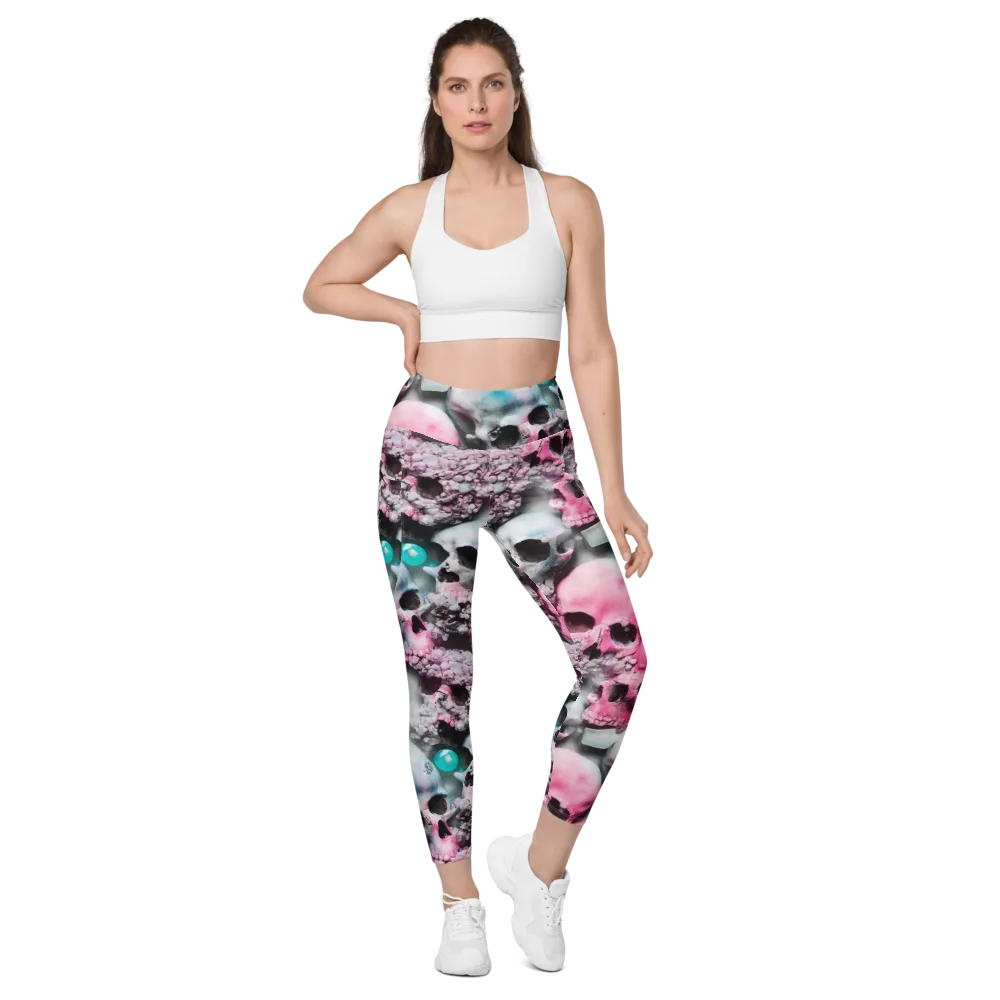 Candy Skull Garden on Leggings with Pockets — Front
