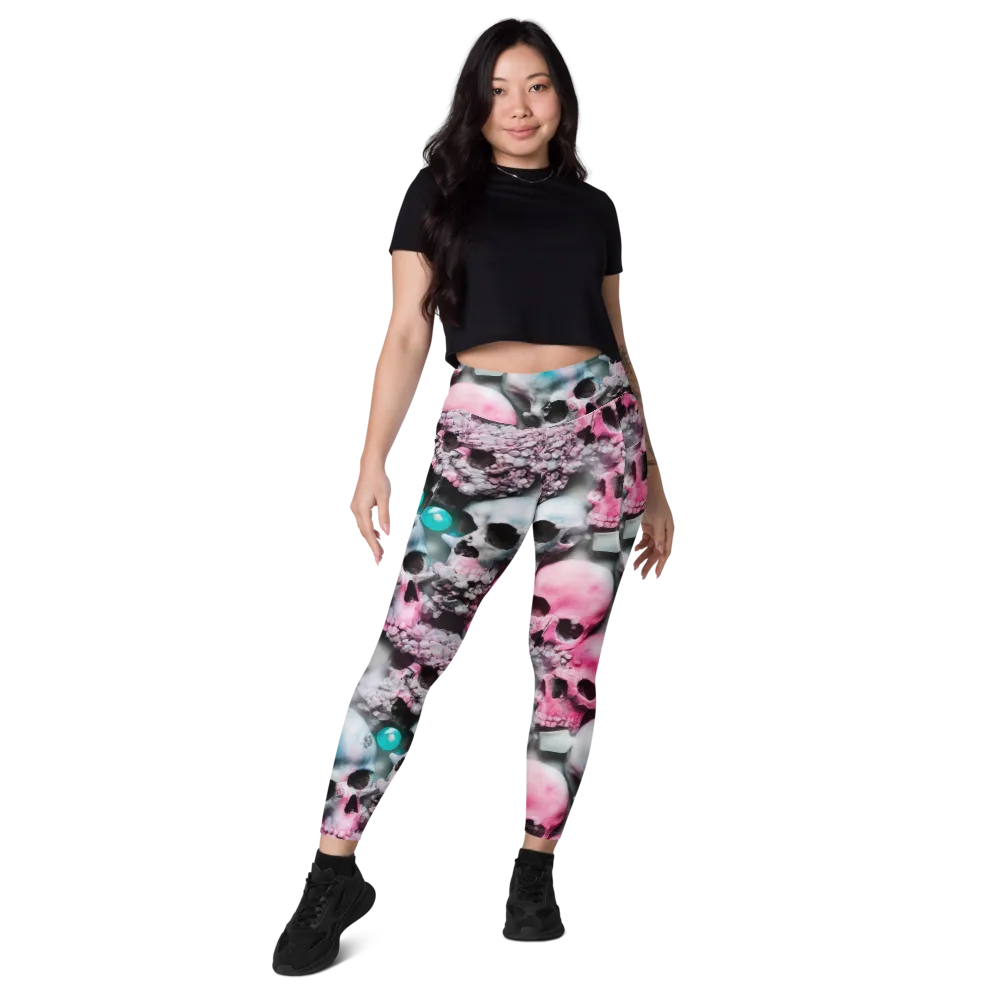 Candy Skull Garden on Leggings with Pockets — Front