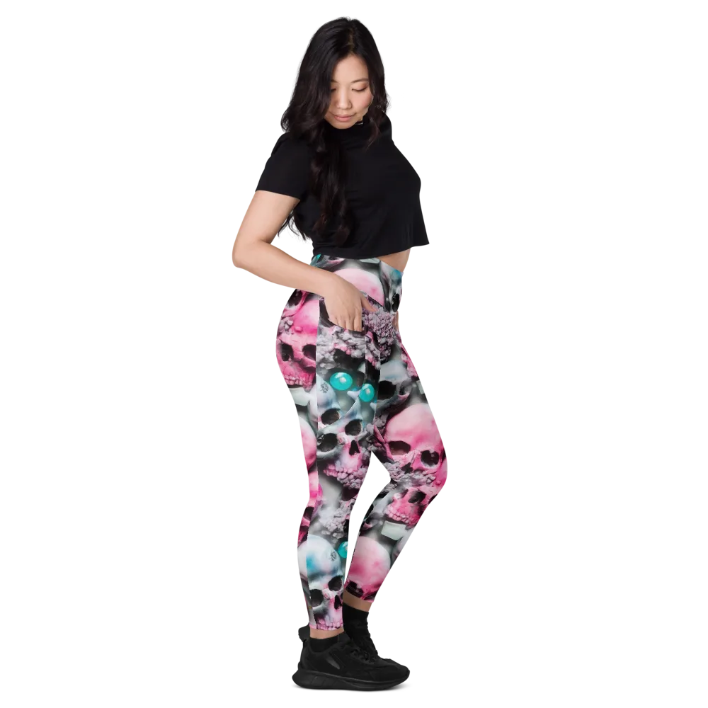 Candy Skull Garden on Leggings with Pockets — Right