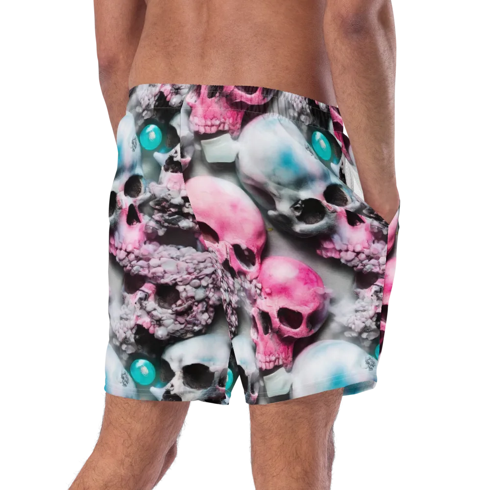 Candy Skull Garden on Swim Trunks — Right Back