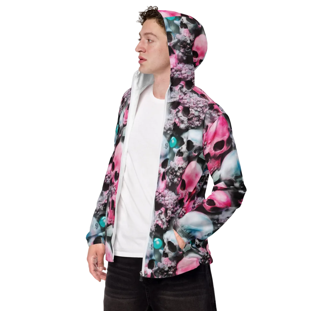 Candy Skull Garden on Men's Windbreaker — Left Front