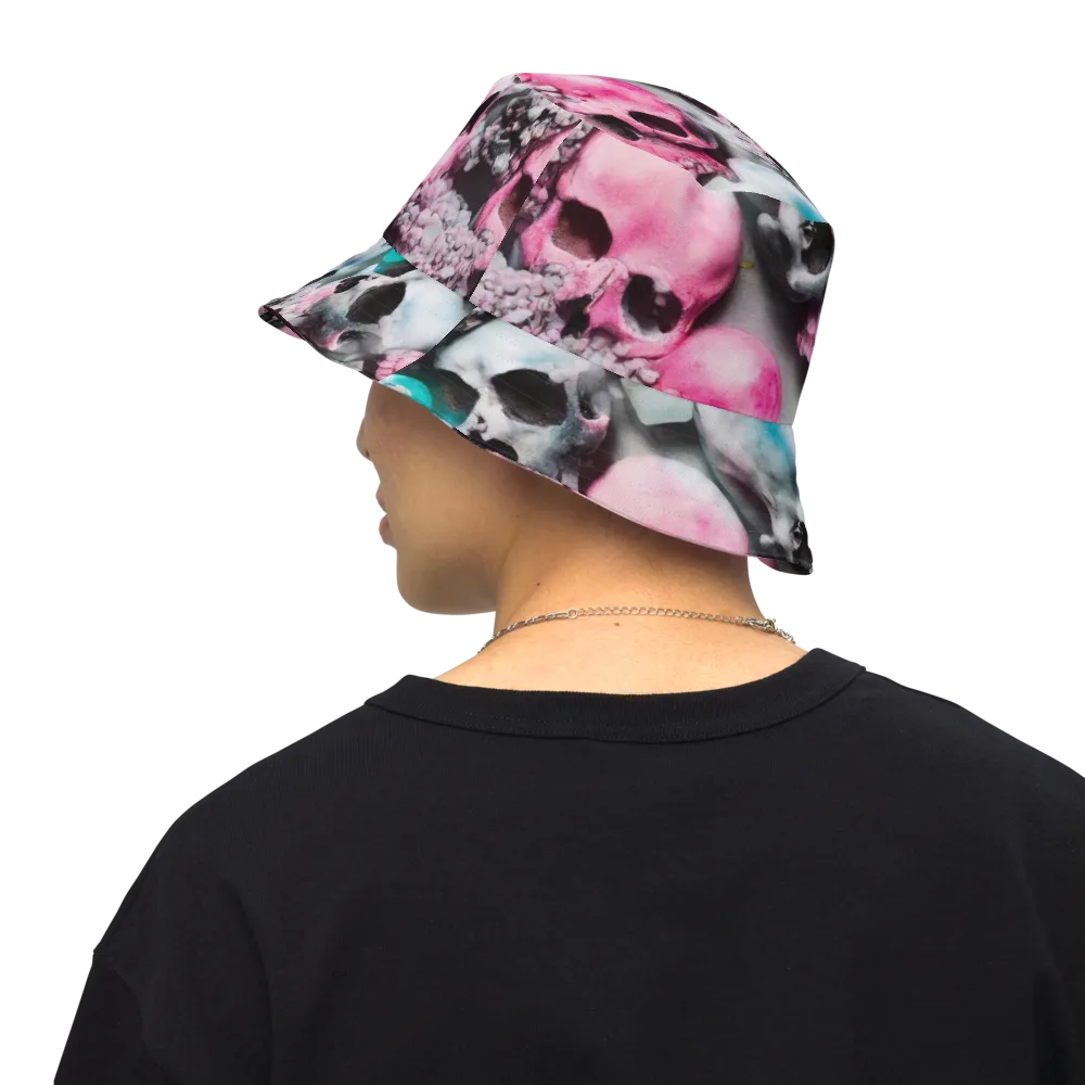 Candy Skull Garden on Reversible Bucket Hat — Back Inside