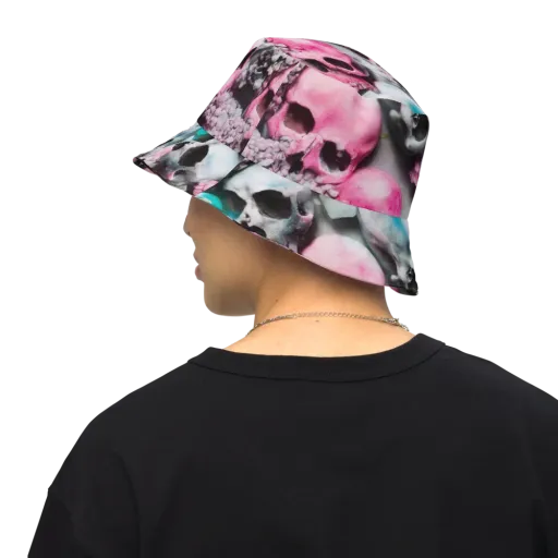 Candy Skull Garden on a Reversible Bucket Hat