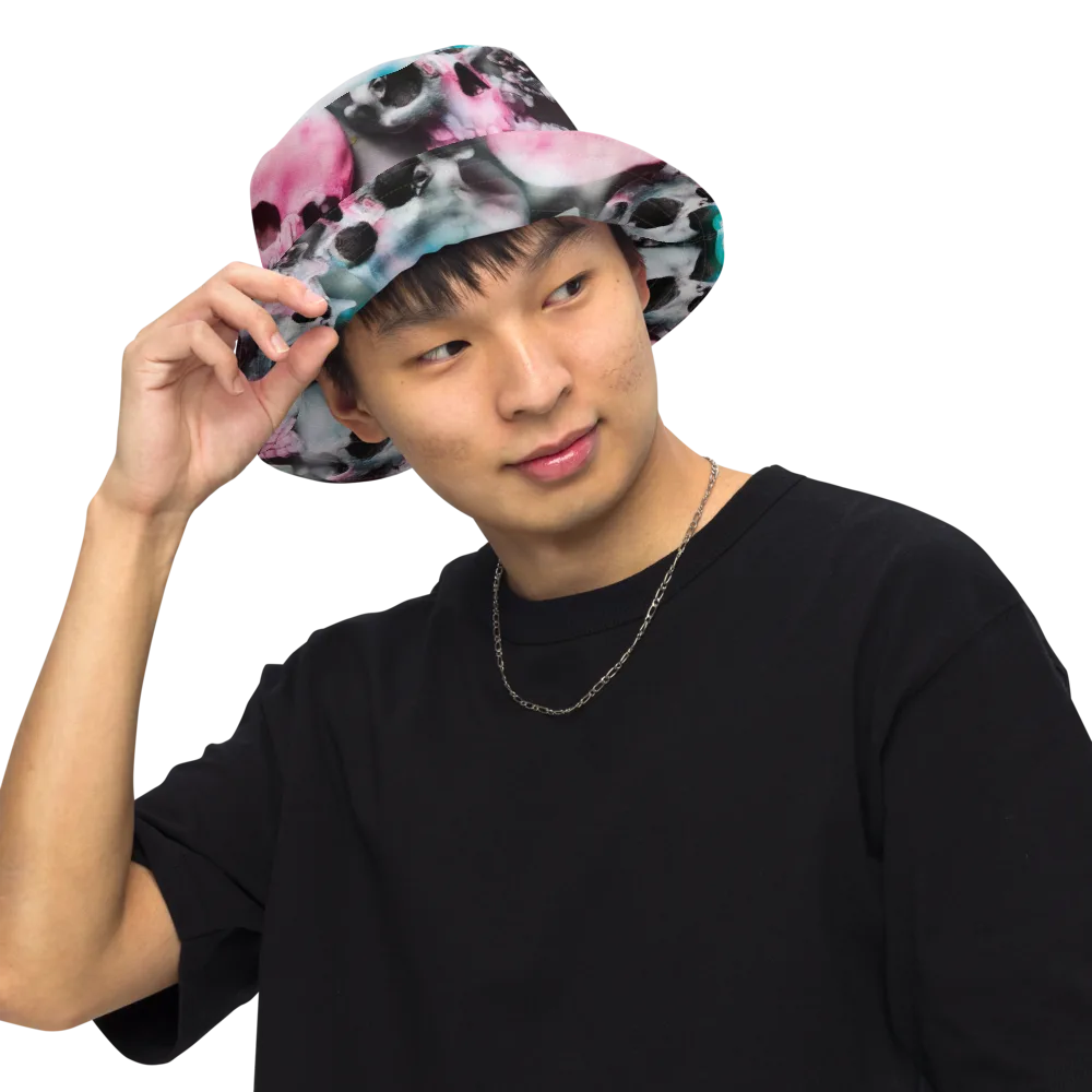 Candy Skull Garden on Reversible Bucket Hat — Front Inside