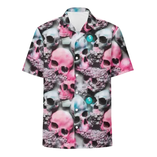 Candy Skull Garden on a Button Shirt