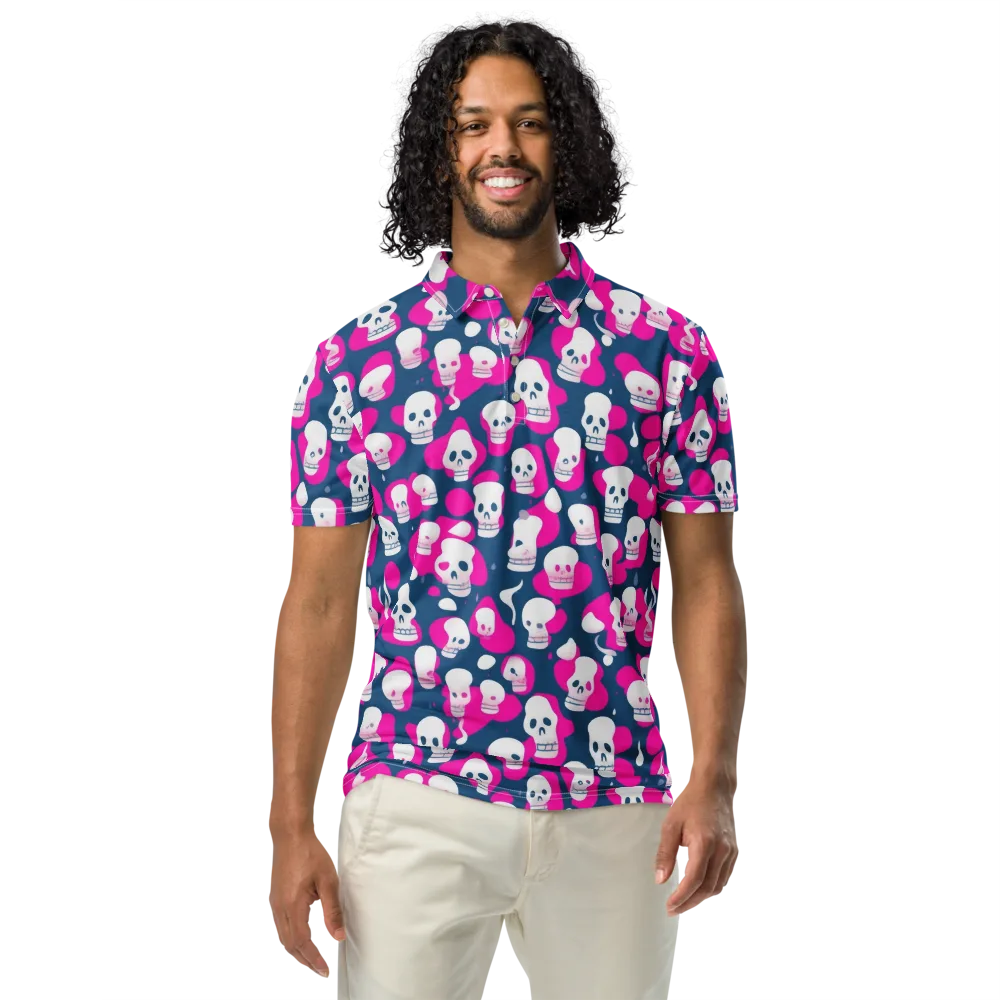 Pink Requiem on Men's Slim Fit Polo Shirt — Front