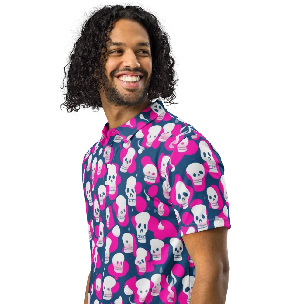Pink Requiem on Men's Slim Fit Polo Shirt — Left Front