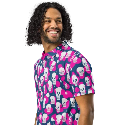 Pink Requiem on a Men's Slim Fit Polo Shirt