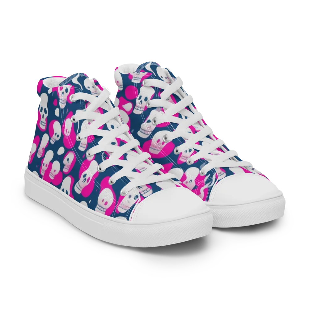 Pink Requiem on Men's High Top Canvas Shoes — Right Front
