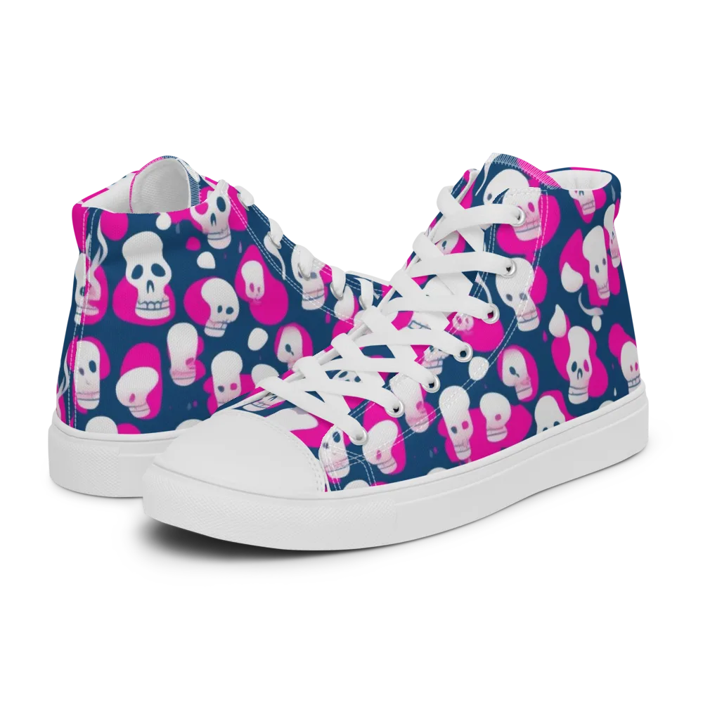 Pink Requiem on Men's High Top Canvas Shoes — Left
