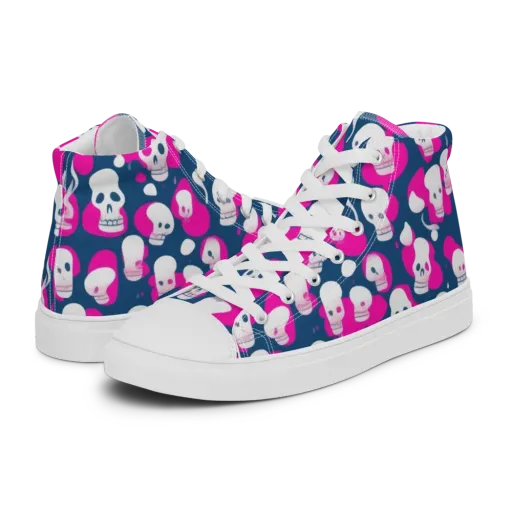 Pink Requiem on a Men's High Top Canvas Shoes