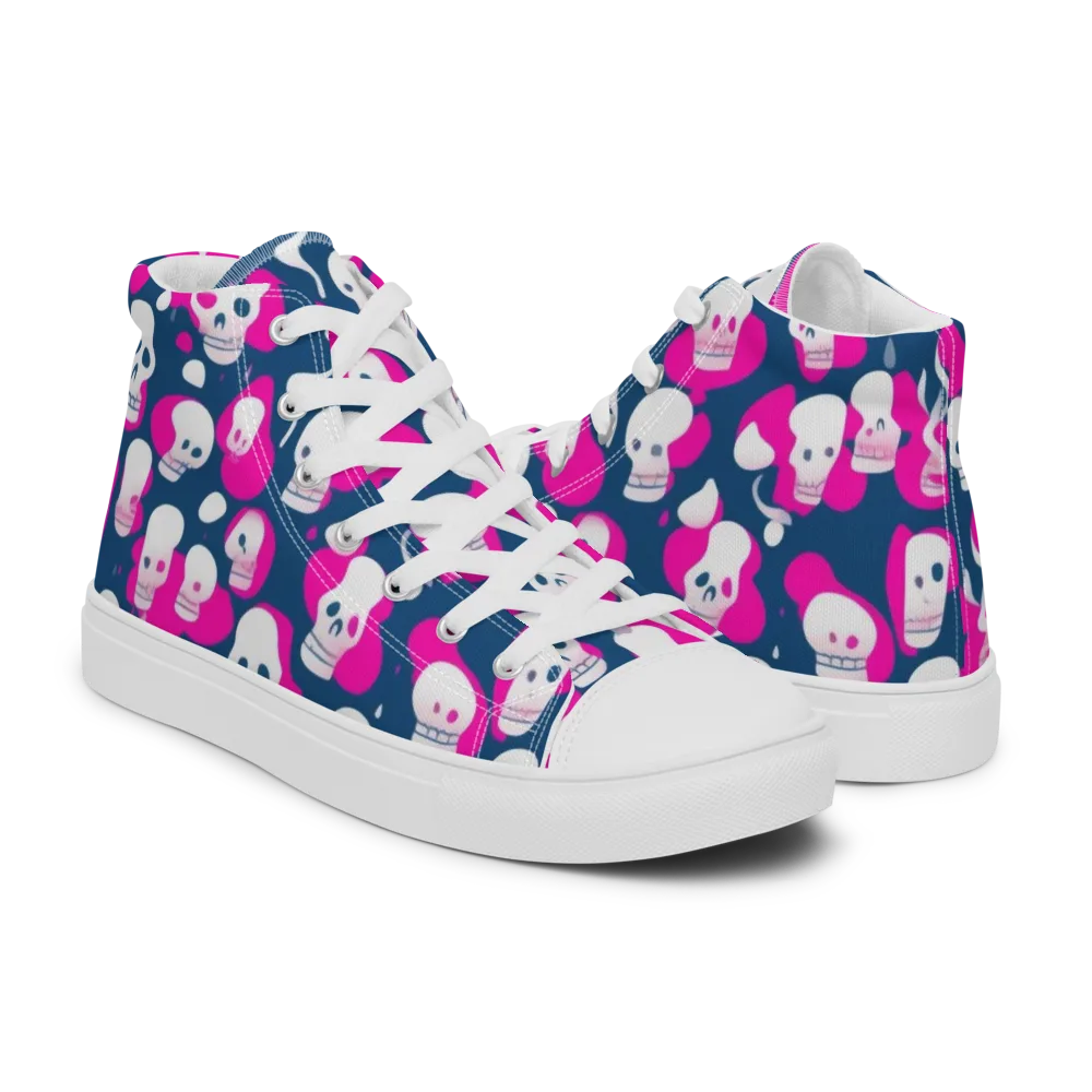 Pink Requiem on Men's High Top Canvas Shoes — Right