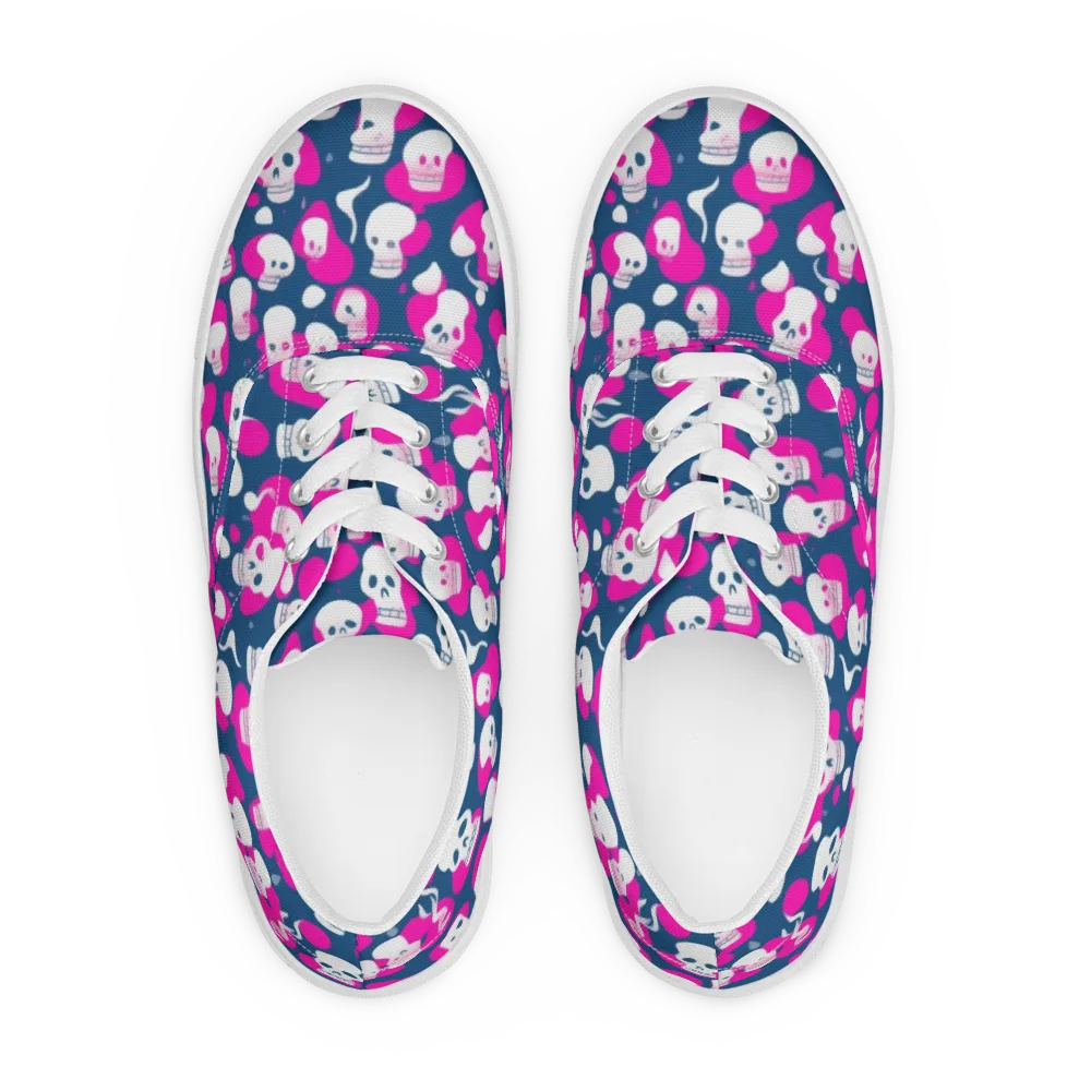 Pink Requiem on Men's Lace-Up Canvas Shoes — Front