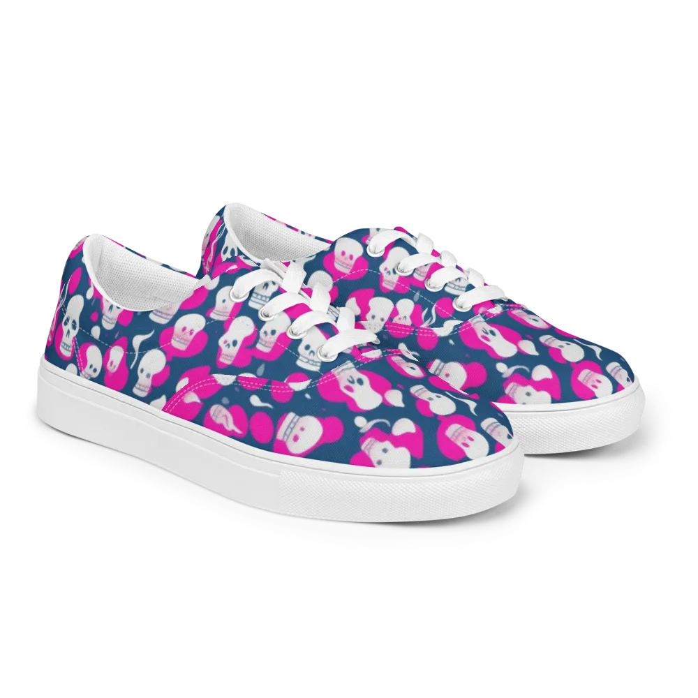 Pink Requiem on Men's Lace-Up Canvas Shoes — Right Front