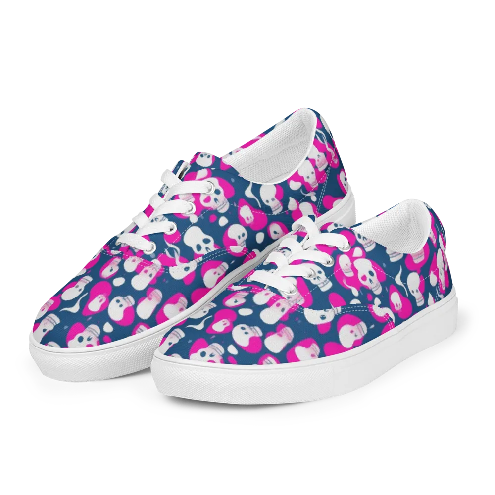 Pink Requiem on Men's Lace-Up Canvas Shoes — Left Front