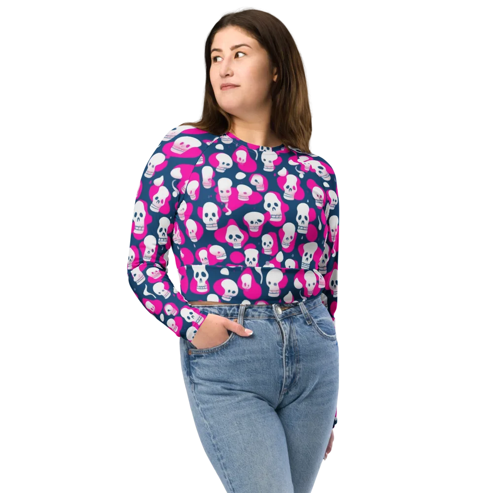 Pink Requiem on Long Sleeve Crop Top — Front