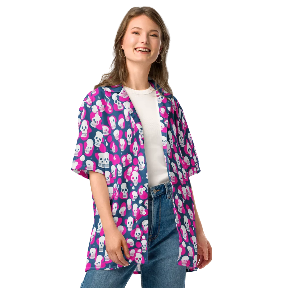 Pink Requiem on Button Shirt — Front