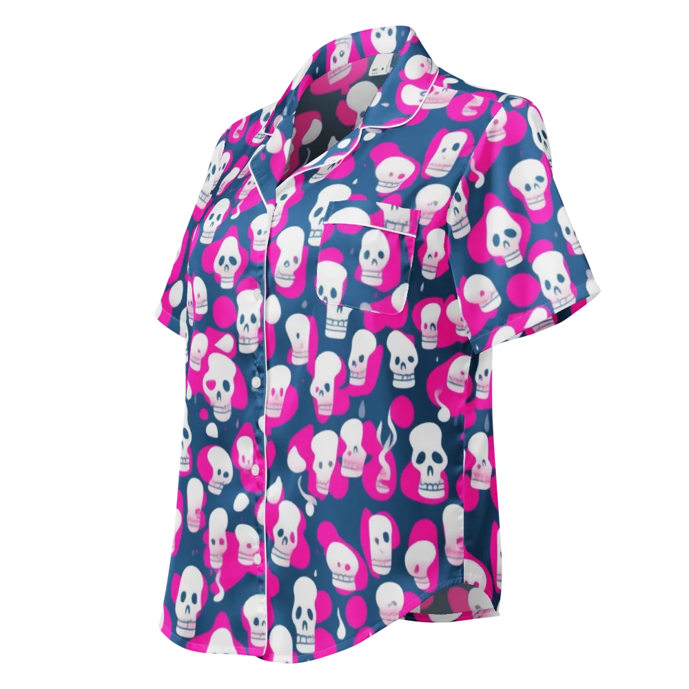 Pink Requiem on Women's Short Sleeve Pajama Top — Left Front