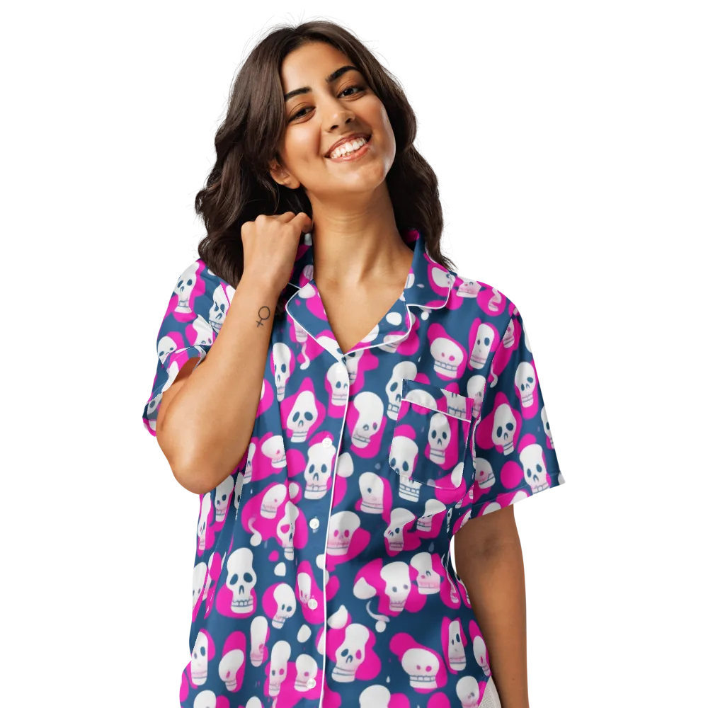 Pink Requiem on Women's Short Sleeve Pajama Top — Front
