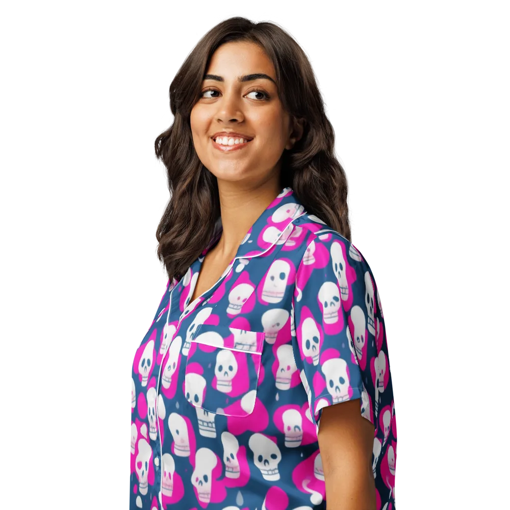 Pink Requiem on Women's Short Sleeve Pajama Top — Left Front