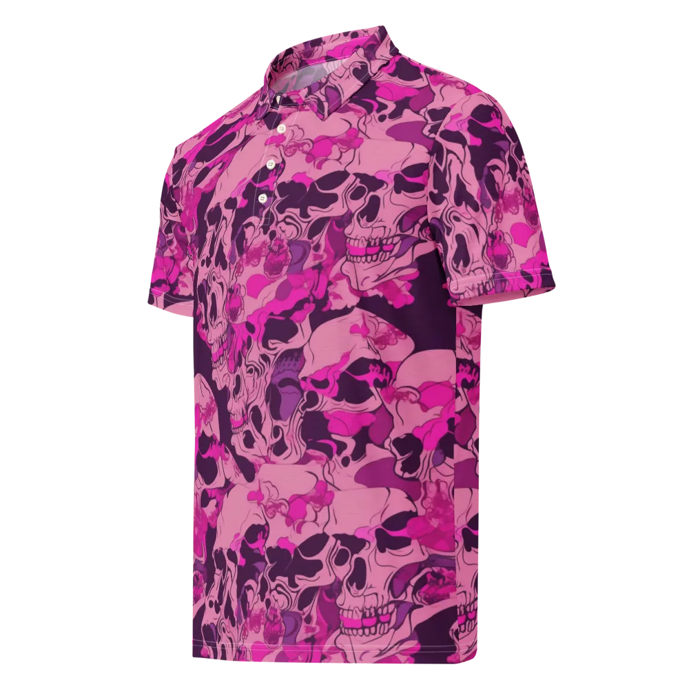 Fuchsia Afterlife on Men's Slim Fit Polo Shirt — Left Front
