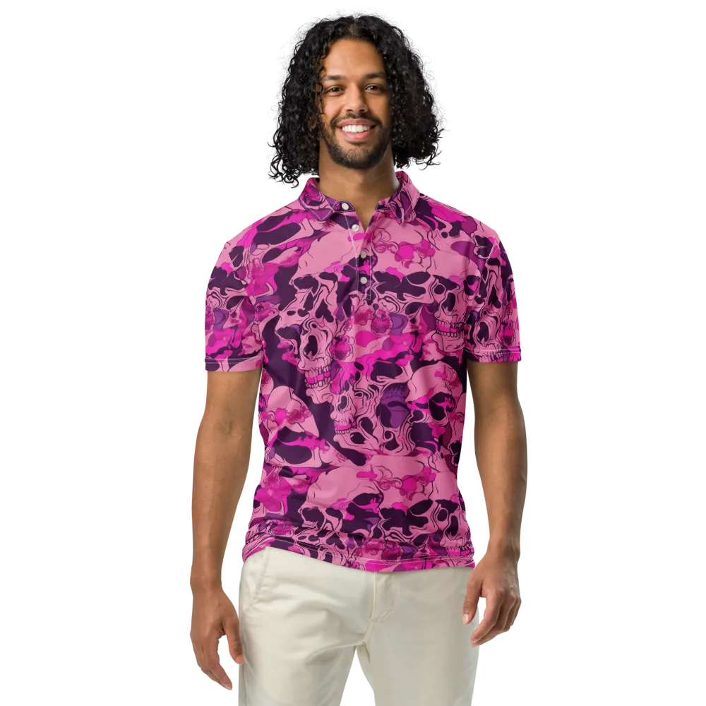 Fuchsia Afterlife on Men's Slim Fit Polo Shirt — Front
