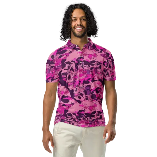 Fuchsia Afterlife on a Men's Slim Fit Polo Shirt
