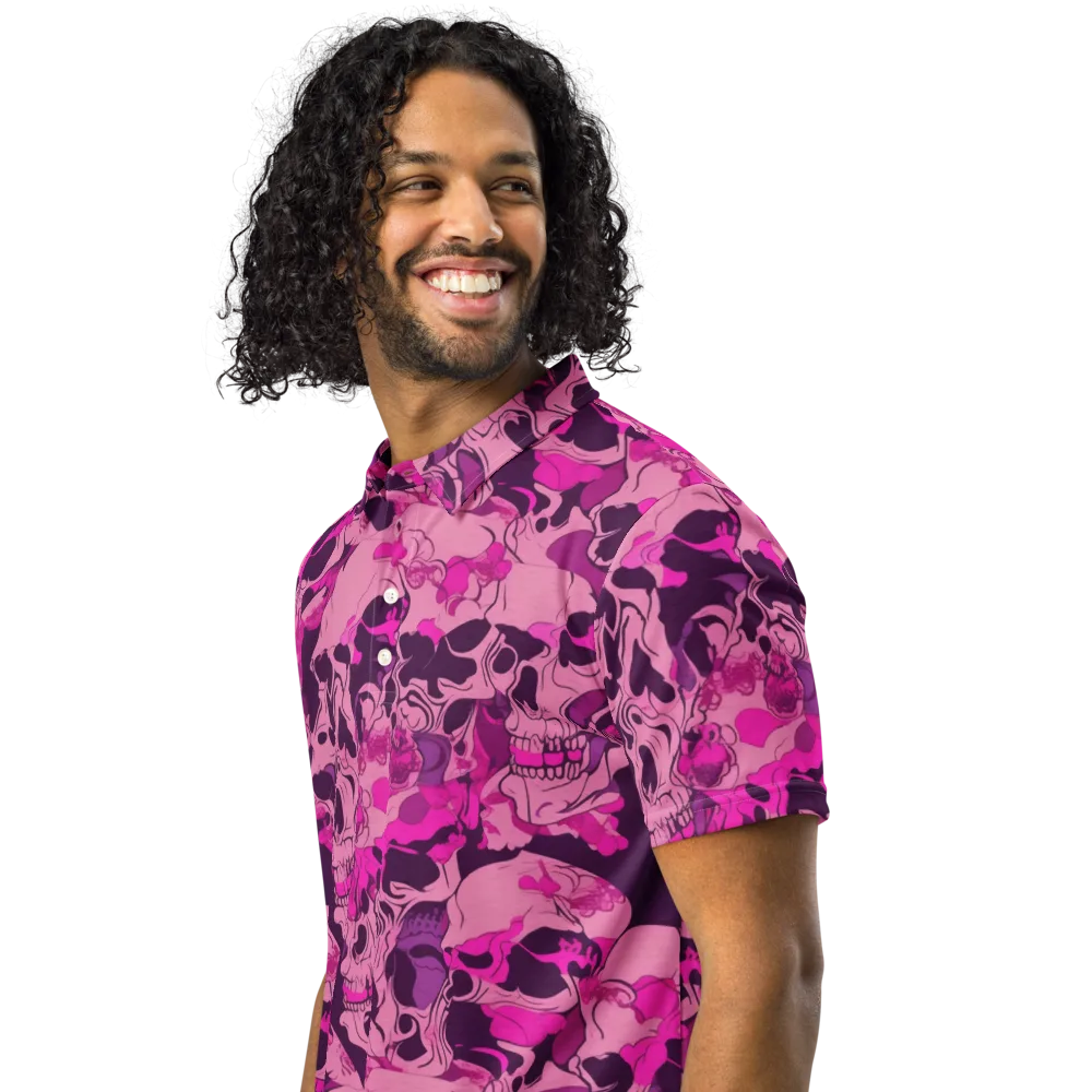 Fuchsia Afterlife on Men's Slim Fit Polo Shirt — Left Front