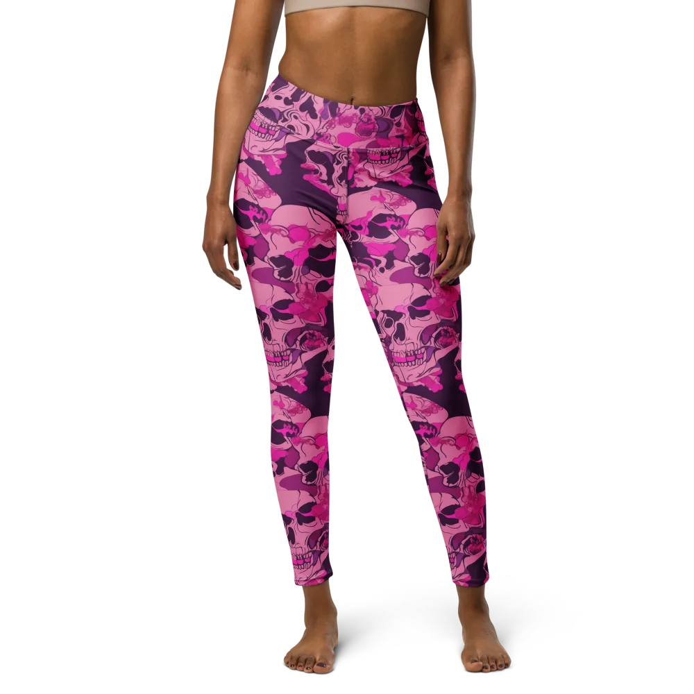 Fuchsia Afterlife on Yoga Leggings — Front
