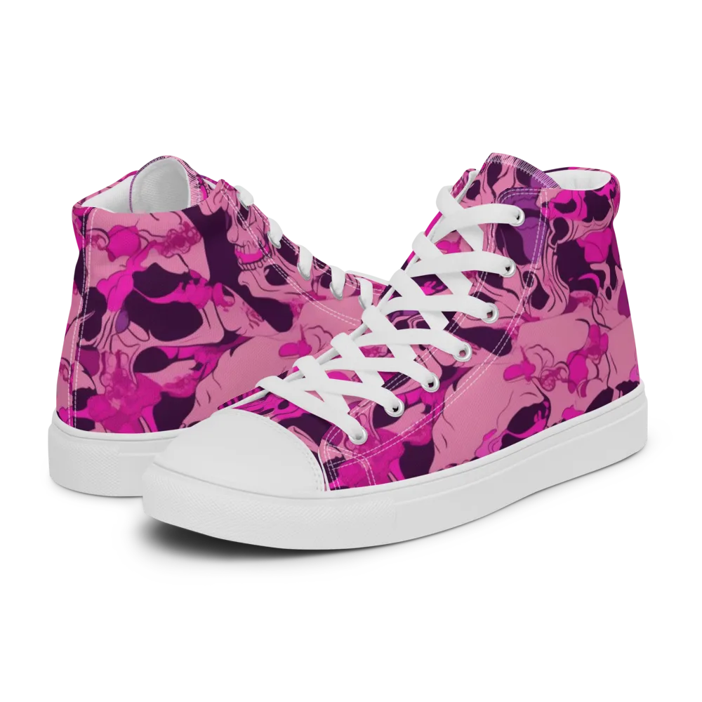 Fuchsia Afterlife on Men's High Top Canvas Shoes — Left