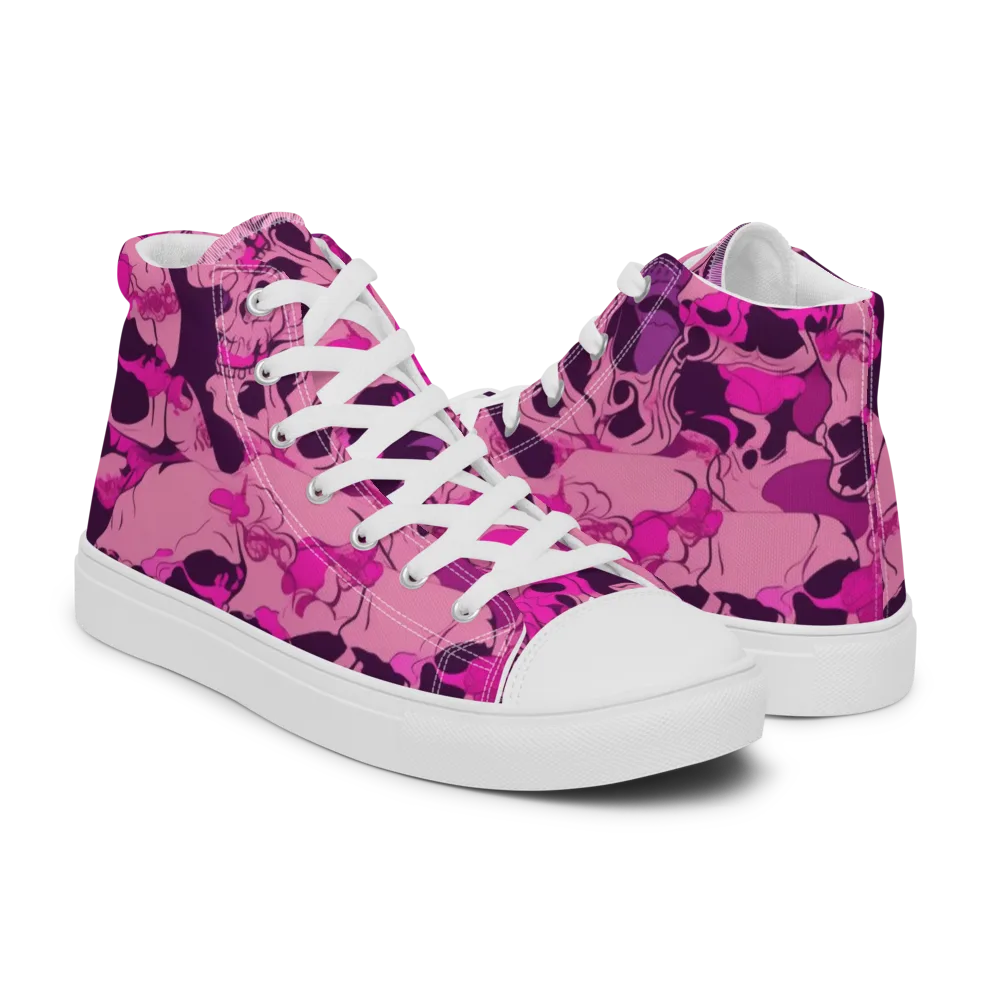 Fuchsia Afterlife on Men's High Top Canvas Shoes — Right
