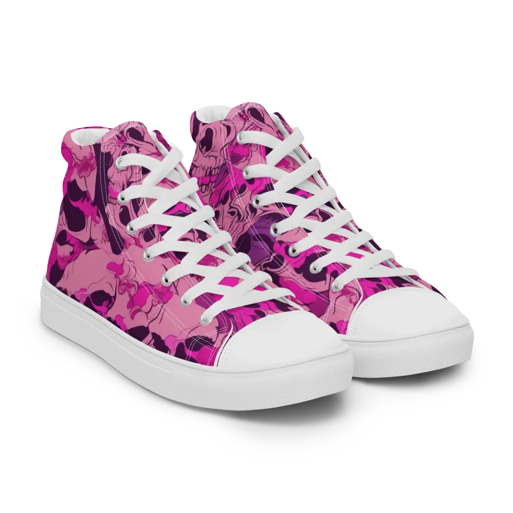 Fuchsia Afterlife on Women's High Top Canvas Shoes — Right Front