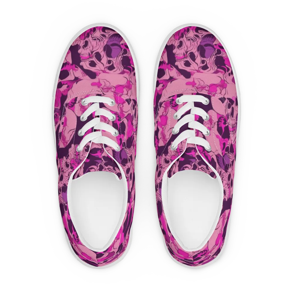 Fuchsia Afterlife on Men's Lace-Up Canvas Shoes — Front