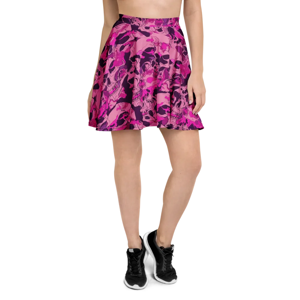 Fuchsia Afterlife on Skater Skirt — Front