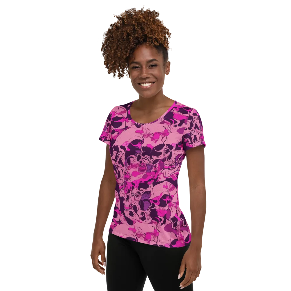 Fuchsia Afterlife on Women's Athletic T-Shirt — Left