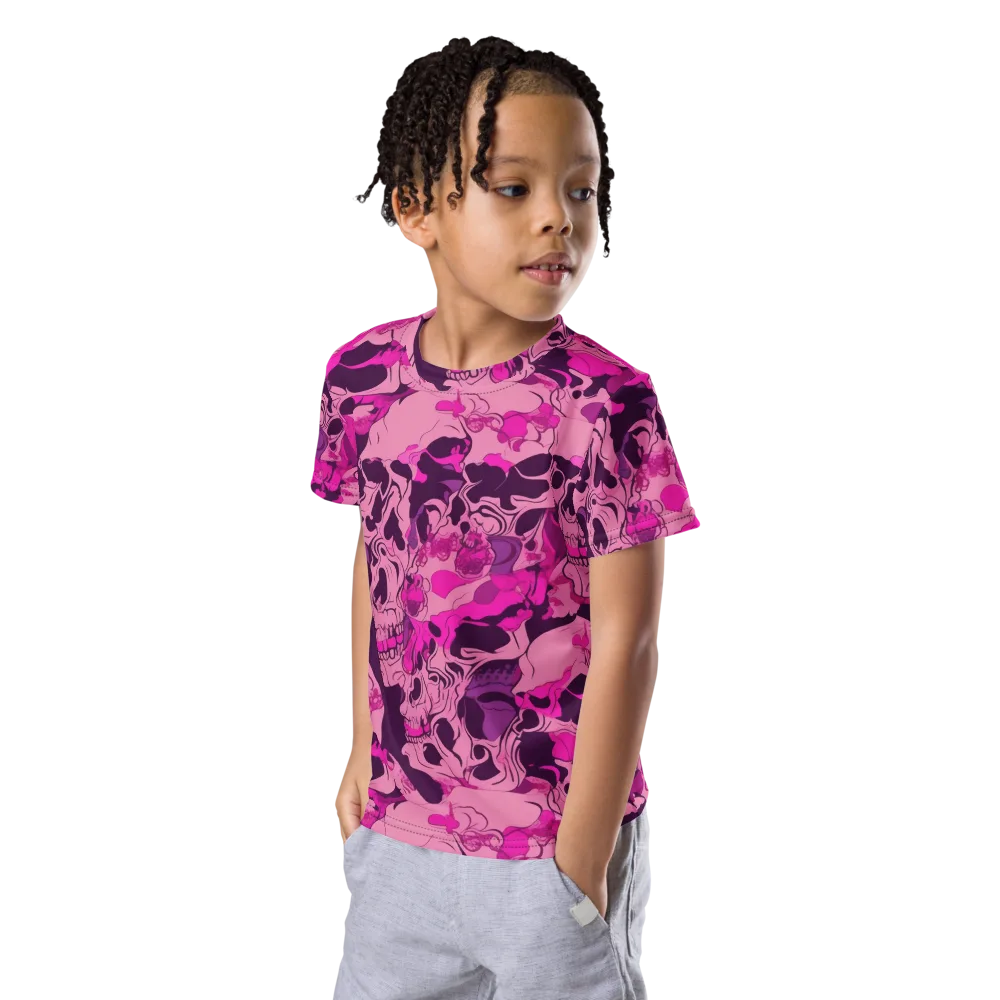 Fuchsia Afterlife on Kids Crew Neck T-Shirt — Left Front