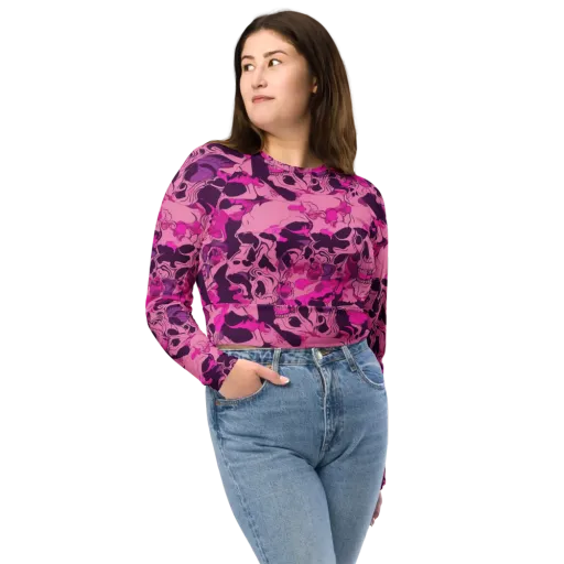 Fuchsia Afterlife on a Long Sleeve Crop Top