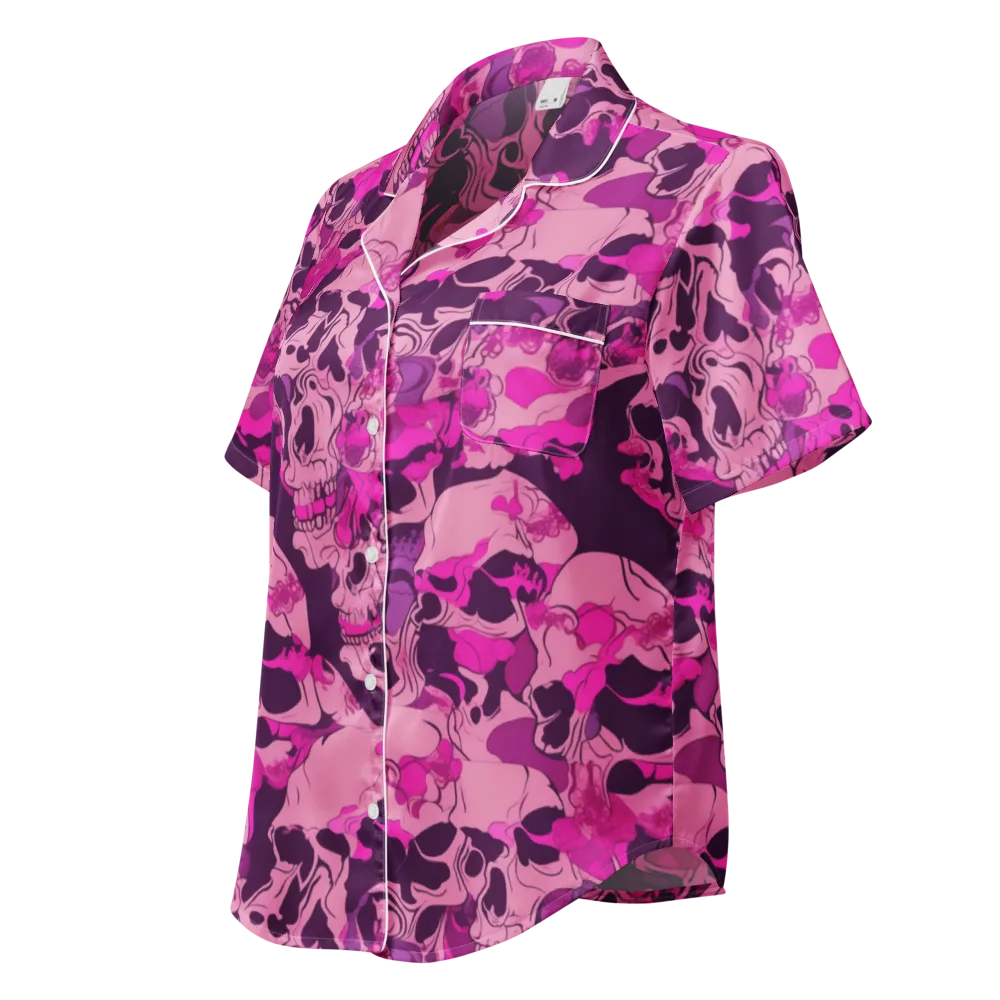 Fuchsia Afterlife on Women's Short Sleeve Pajama Top — Left Front