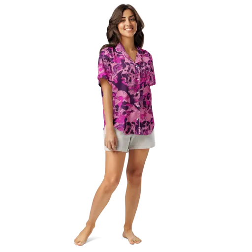 Fuchsia Afterlife on a Women's Short Sleeve Pajama Top