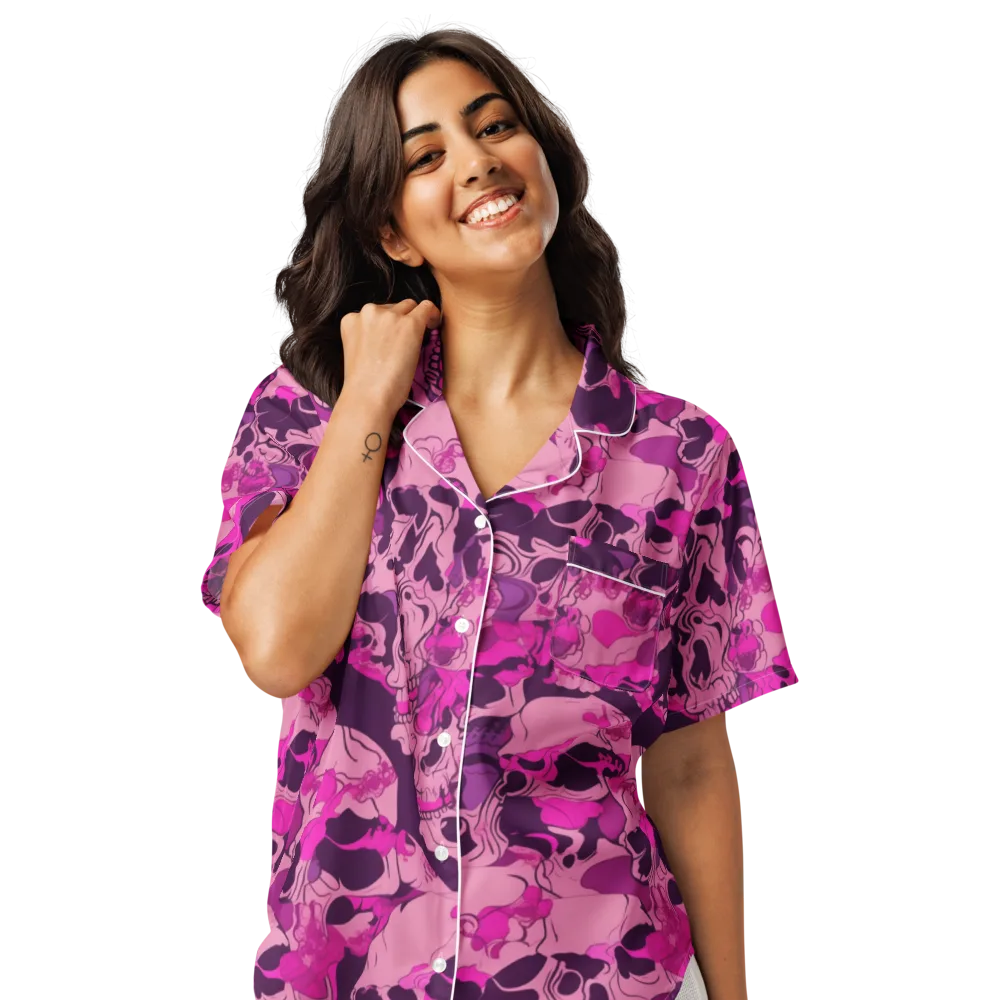 Fuchsia Afterlife on Women's Short Sleeve Pajama Top — Front