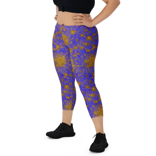 Cobalt Gold Rush on a Capri Leggings