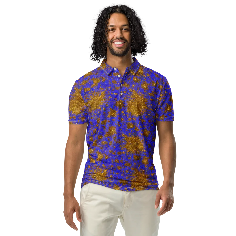 Cobalt Gold Rush on Men's Slim Fit Polo Shirt — Front